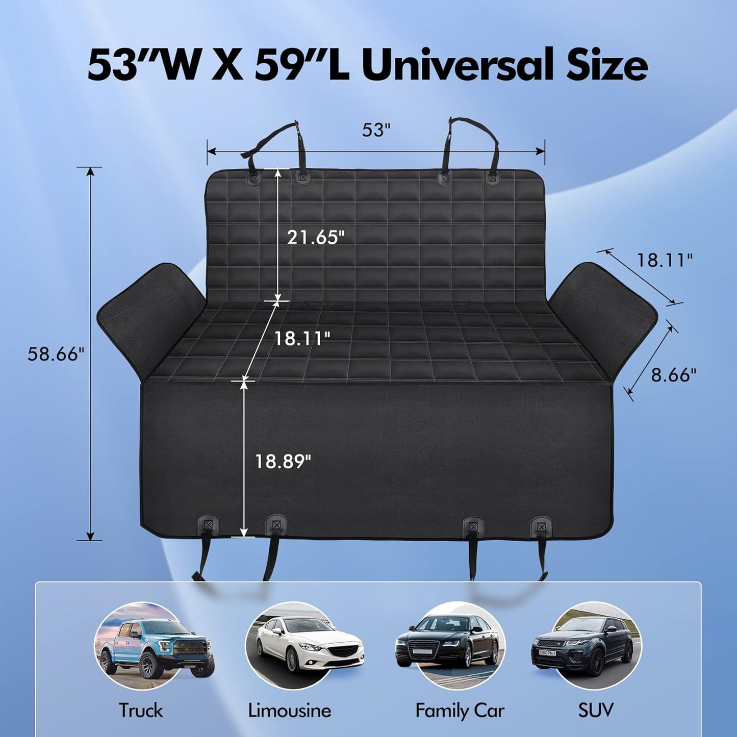 Hopidogie 4-in-1 Dog Car Seat Cover – Waterproof, Nonslip & Scratchproof Hammock, Bench, Trunk & Picnic Mat